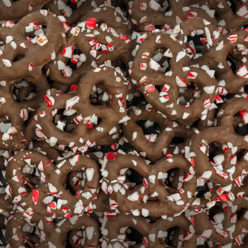 CHOCOLATE PEPPERMINT TWIST PRETZELS