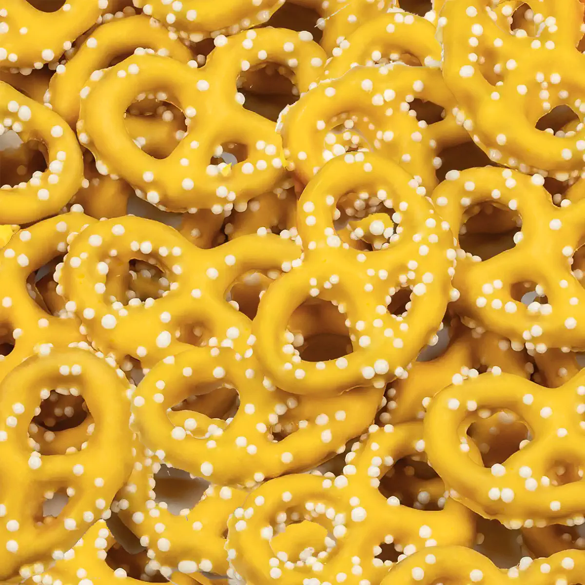 CREAMSICLE YOGURT FLAVORED W/WHITE NON PAREILS PRETZELS