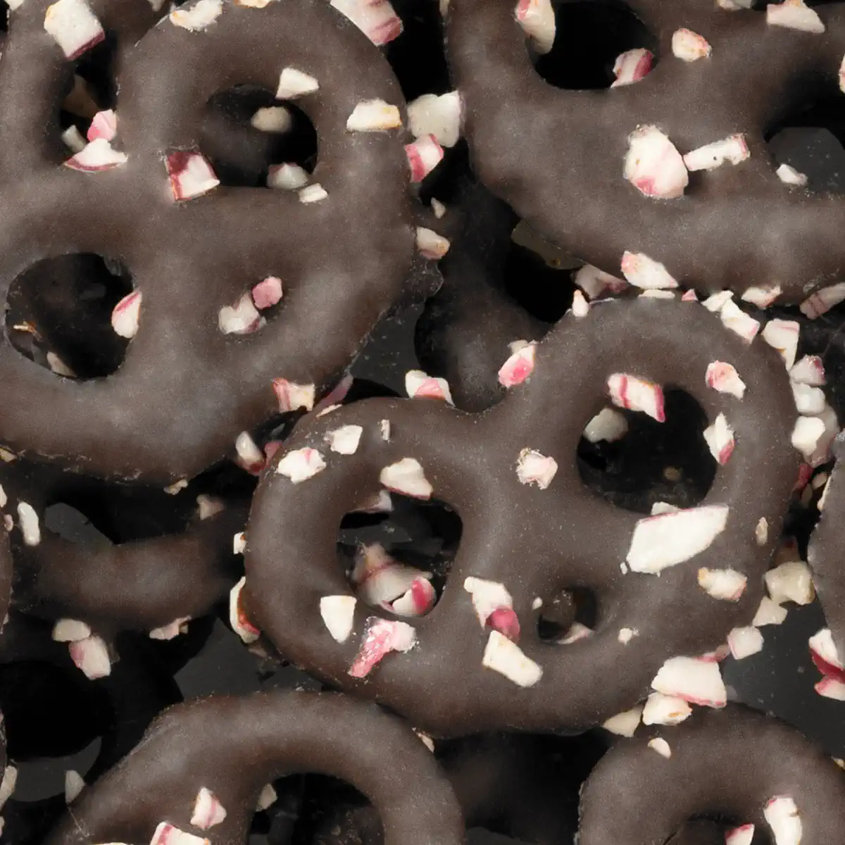 DARK CHOCOLATE PEPPERMINT TWIST PRETZELS
