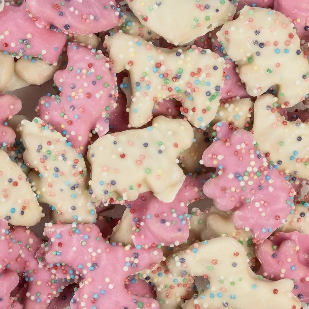 PINK & WHITE YOGURT FLAVORED CELEBRATION ANIMAL CRACKERS