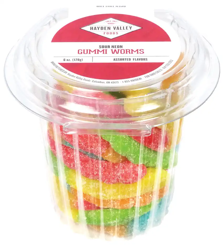 SOUR NEON GUMMI WORMS 6 oz