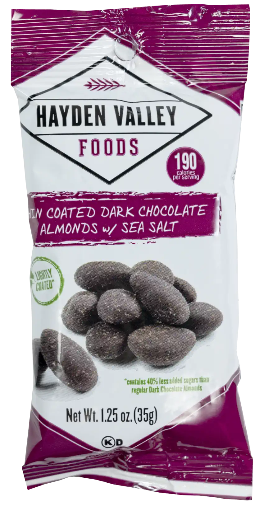 THIN DARK CHOCOLATE ALMONDS W/ SEA SALT 1.25oz