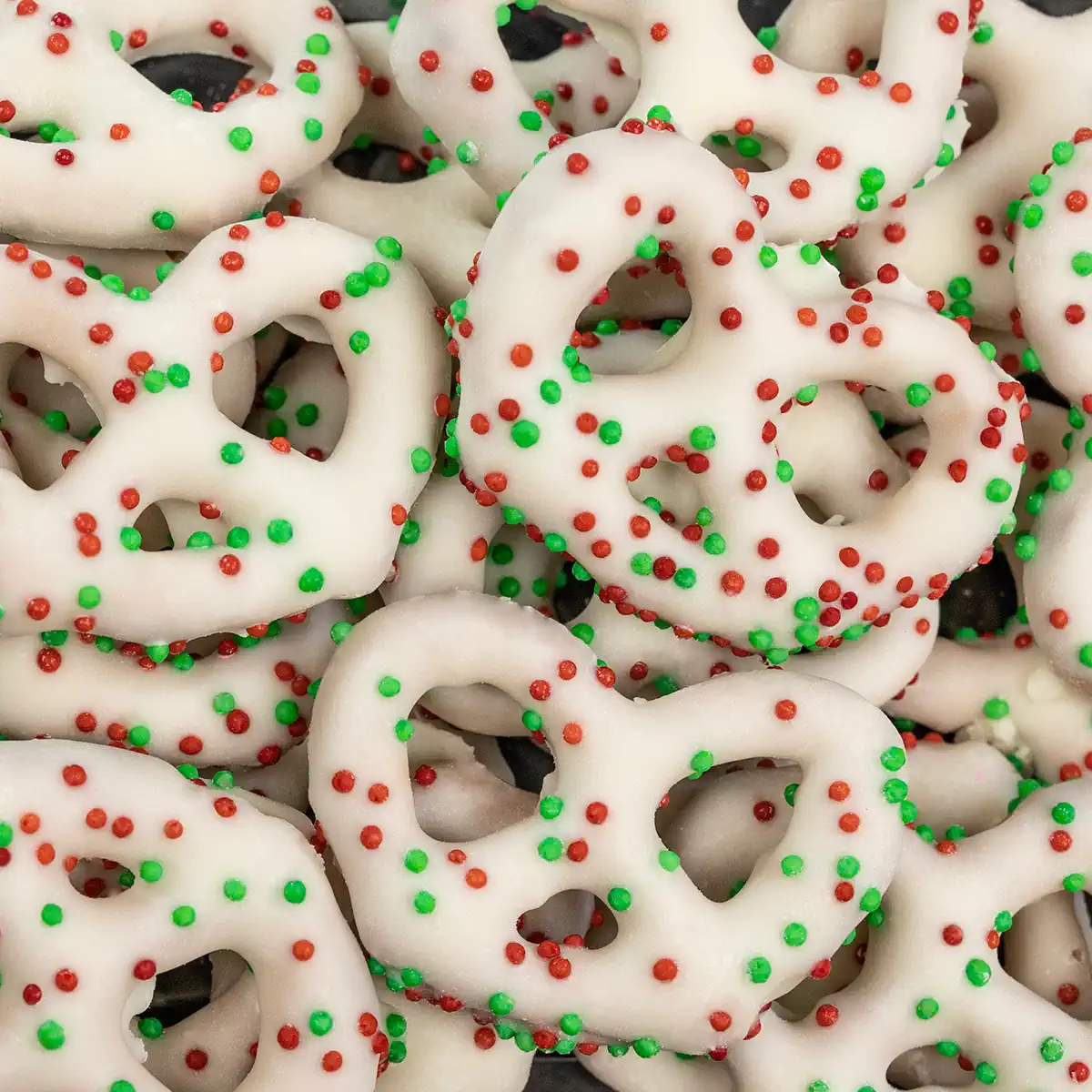 YOGURT FLAVORED PRETZELS W/ RED & GREEN NON PARIELS